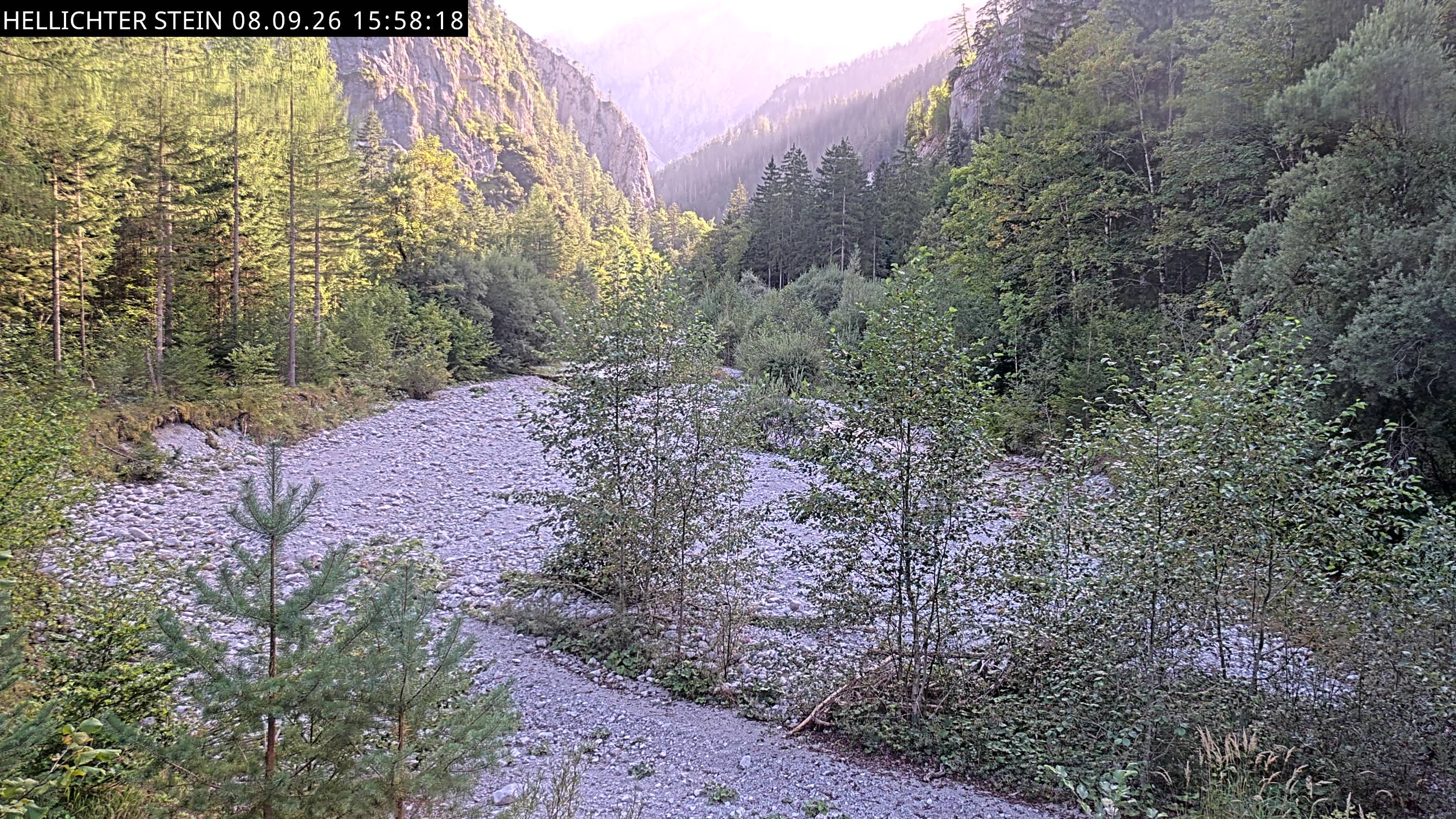 View of Johnsbach: Official Gesäuse National Park webcam image from Hellichter Stein.