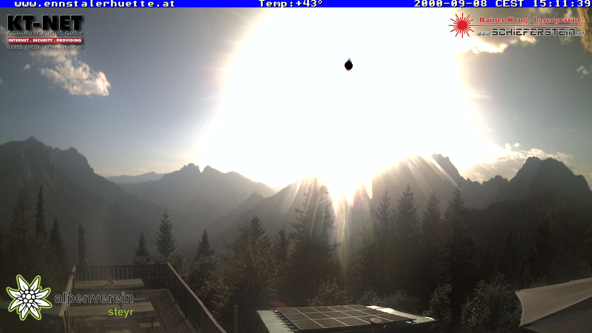 Buchstein from Ennstalerhütte: Official Gesäuse-area webcam image toward Buchstein.